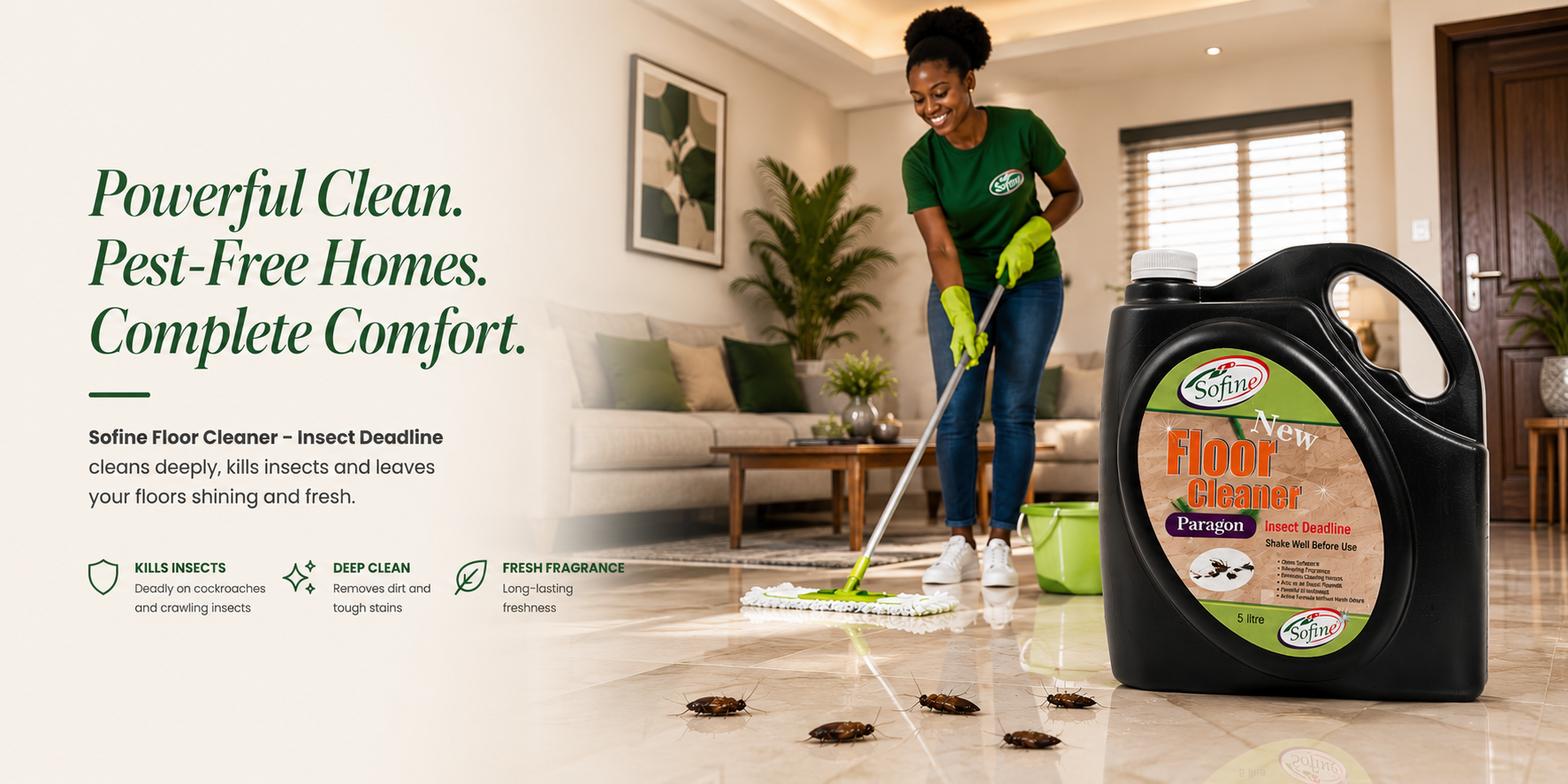 SoFine Floor Cleaner Insect Deadline - Powerful clean, pest-free homes.